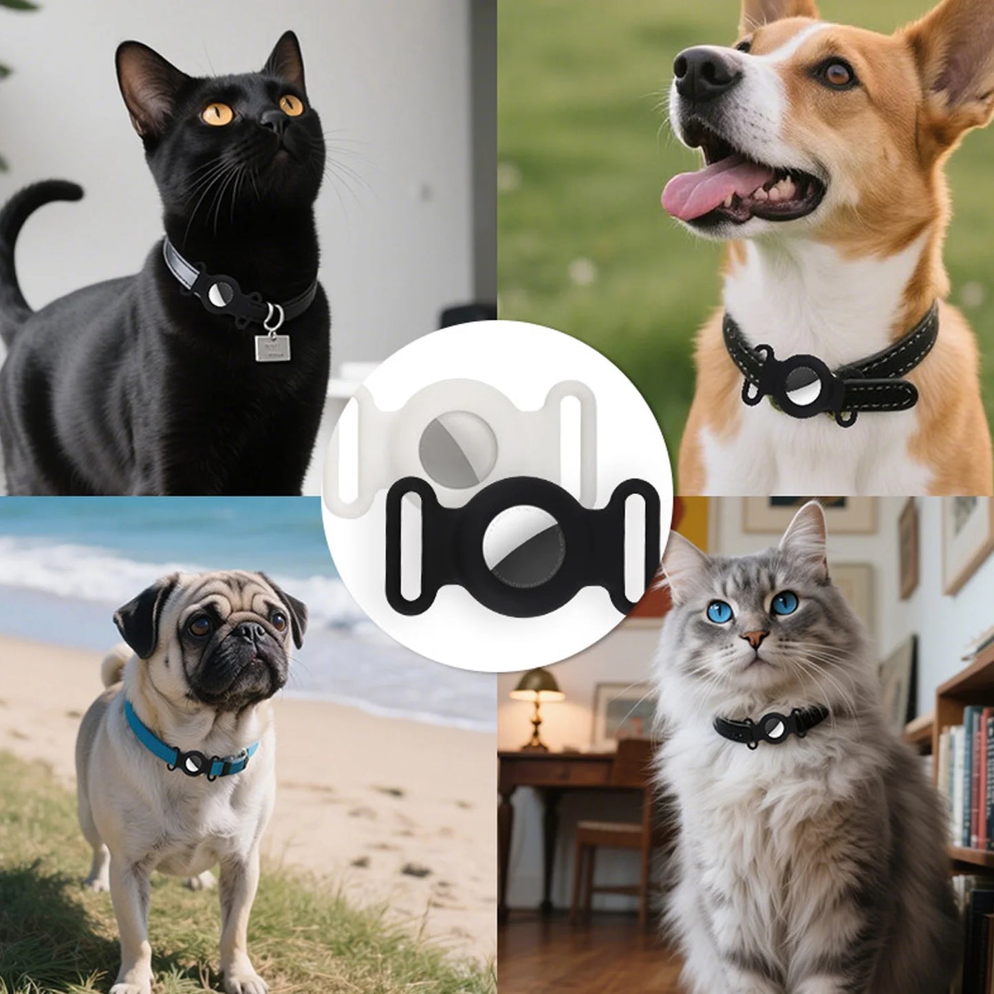 VARIANT-WHITE TailTrace mount in White and Black — loved by cats and dogs