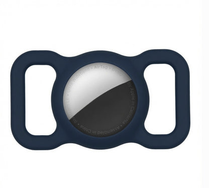 TailTrace AirTag dog collar mount in Midnight Navy, front view
