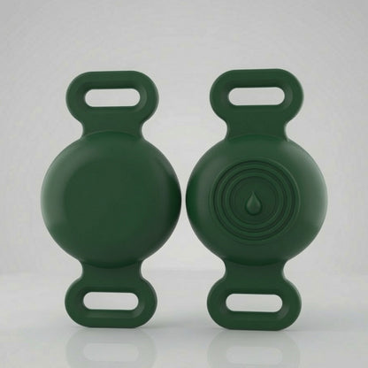 TailTrace dog collar tracker case — Forest Green, front and back studio photo