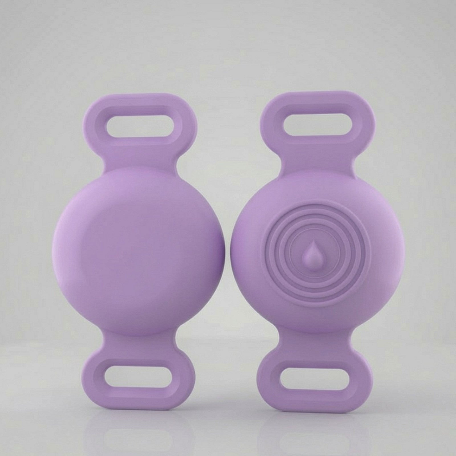 TailTrace dog collar tracker case — Lavender, front and back studio photo