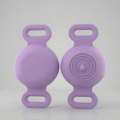 TailTrace dog collar tracker case — Lavender, front and back studio photo
